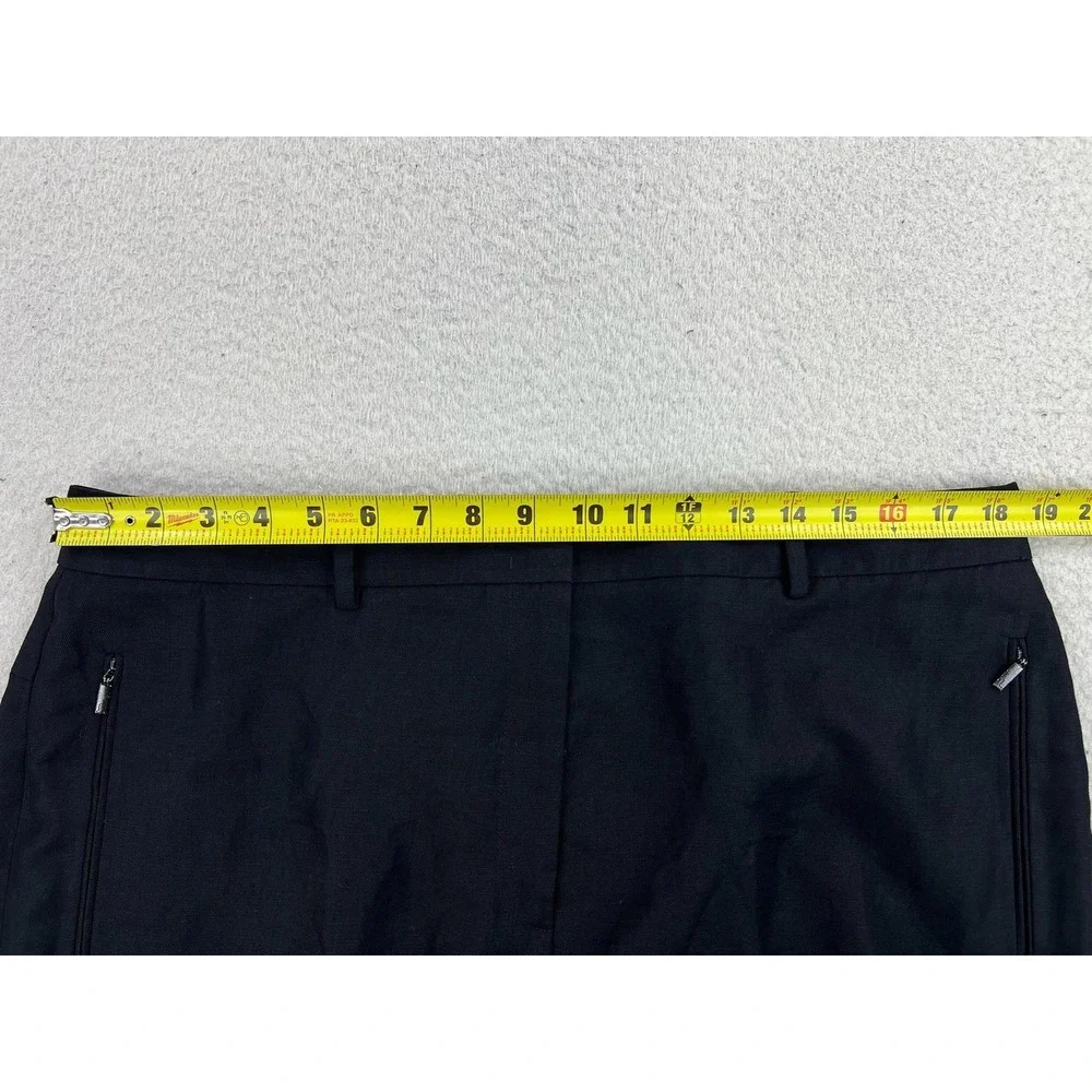 Lafayette 148 New York Pants Womens 14 Black Linen Tapered Ankle PD72R-1W64